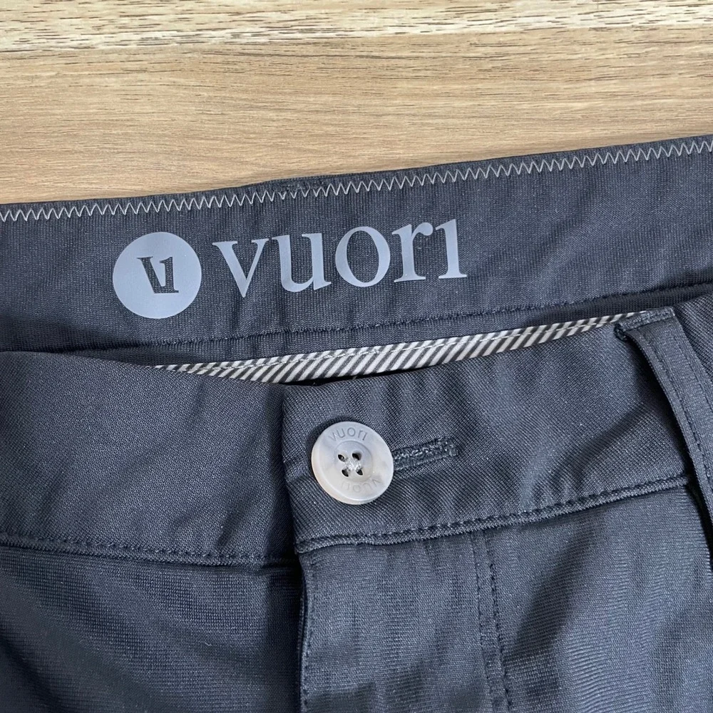 Vuori Mens Meta Pant Black 5-Pocket Technical Chino Stretch Trousers 34 EUC 27